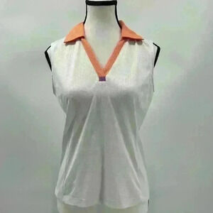 Tail White Label Tennis Golf‎ Women's Athletic Sleeveless Collared Shirt - Small